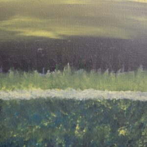 Sunset and flowers acrylic painting